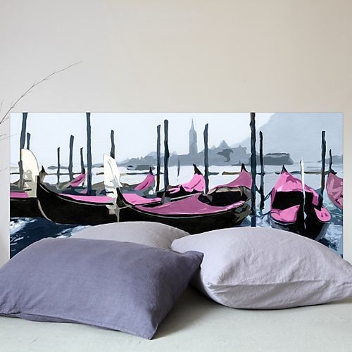 Tête de lit Tissu Gondoles à Venise Rose L 160 x H 70 cm - Photo n°3; ?>