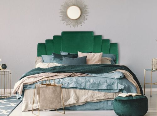 Tête de lit velours vert Aria L 160 cm - Photo n°3; ?>