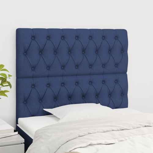 Têtes de lit 2 pcs Bleu 100x7x78/88 cm Tissu - Photo n°2; ?>