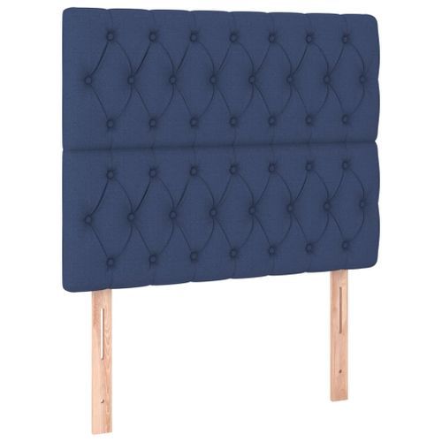 Têtes de lit 2 pcs Bleu 90x7x78/88 cm Tissu - Photo n°2; ?>