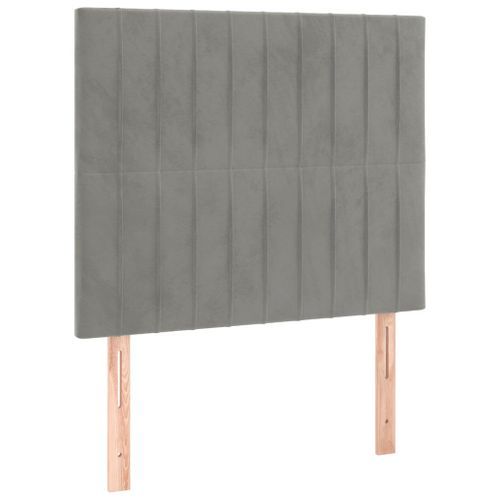 Têtes de lit 2 pcs Gris clair 100x5x78/88 cm Velours - Photo n°2; ?>