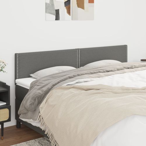 Têtes de lit 2 pcs Gris foncé 100x5x78/88 cm Tissu - Photo n°2; ?>