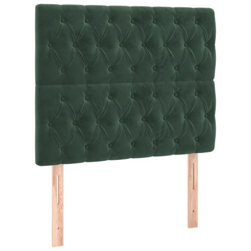 Têtes de lit 2 pcs Vert foncé 90x7x78/88 cm Velours - Photo n°2; ?>