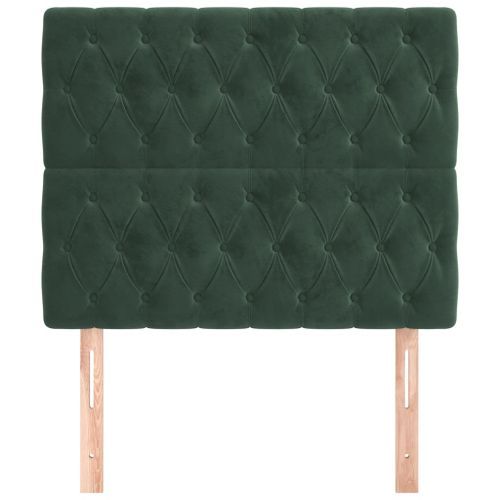 Têtes de lit 2 pcs Vert foncé 90x7x78/88 cm Velours - Photo n°3; ?>