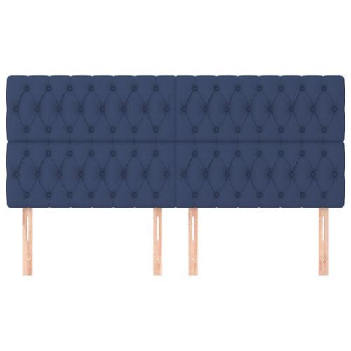 Têtes de lit 4 pcs Bleu 100x7x78/88 cm Tissu - Photo n°3; ?>