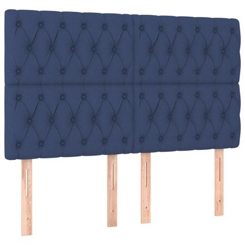 Têtes de lit 4 pcs Bleu 72x7x78/88 cm Tissu - Photo n°2; ?>