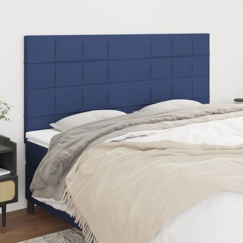 Têtes de lit 4 pcs Bleu 80x5x78/88 cm Tissu - Photo n°2; ?>