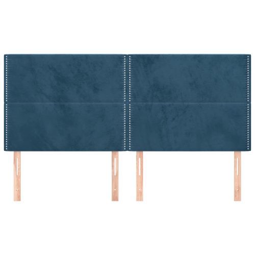 Têtes de lit 4 pcs Bleu foncé 100x5x78/88 cm Velours - Photo n°3; ?>