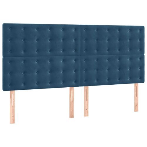 Têtes de lit 4 pcs Bleu foncé 100x5x78/88 cm Velours - Photo n°2; ?>