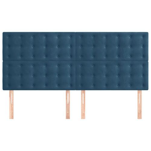 Têtes de lit 4 pcs Bleu foncé 100x5x78/88 cm Velours - Photo n°3; ?>