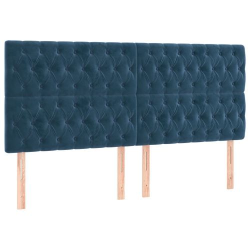 Têtes de lit 4 pcs Bleu foncé 100x7x78/88 cm Velours - Photo n°2; ?>