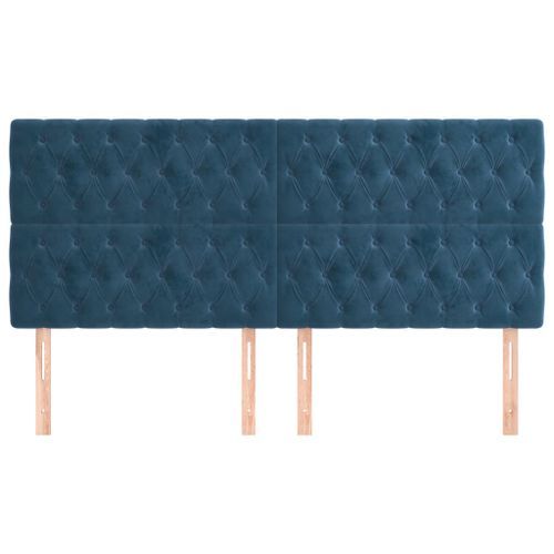 Têtes de lit 4 pcs Bleu foncé 100x7x78/88 cm Velours - Photo n°3; ?>