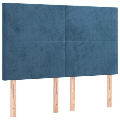 Têtes de lit 4 pcs Bleu foncé 72x5x78/88 cm Velours - Photo n°2; ?>