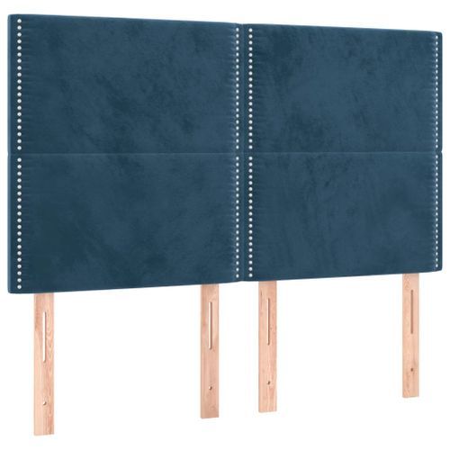 Têtes de lit 4 pcs Bleu foncé 72x5x78/88 cm Velours - Photo n°2; ?>