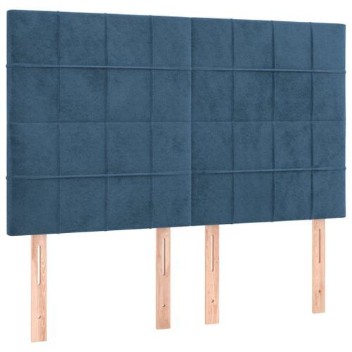 Têtes de lit 4 pcs Bleu foncé 72x5x78/88 cm Velours - Photo n°2; ?>