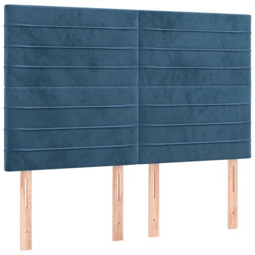 Têtes de lit 4 pcs Bleu foncé 72x5x78/88 cm Velours - Photo n°2; ?>