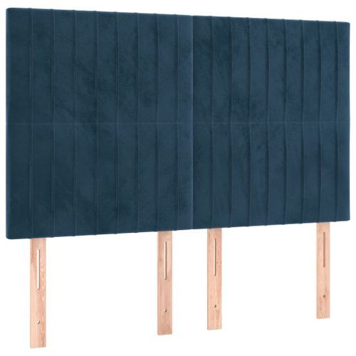 Têtes de lit 4 pcs Bleu foncé 72x5x78/88 cm Velours - Photo n°2; ?>