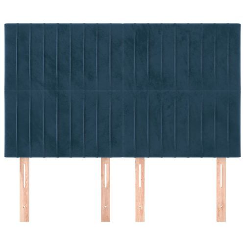 Têtes de lit 4 pcs Bleu foncé 72x5x78/88 cm Velours - Photo n°3; ?>