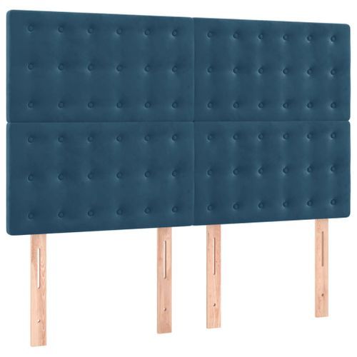 Têtes de lit 4 pcs Bleu foncé 72x5x78/88 cm Velours - Photo n°2; ?>