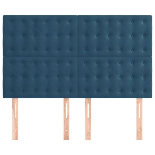 Têtes de lit 4 pcs Bleu foncé 72x5x78/88 cm Velours - Photo n°3; ?>