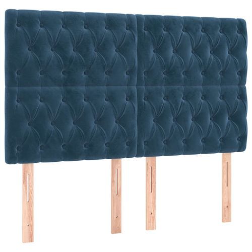 Têtes de lit 4 pcs Bleu foncé 80x7x78/88 cm Velours - Photo n°2; ?>