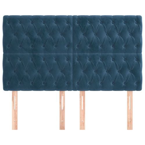 Têtes de lit 4 pcs Bleu foncé 80x7x78/88 cm Velours - Photo n°3; ?>