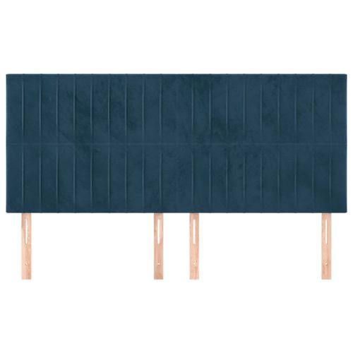 Têtes de lit 4 pcs Bleu foncé 90x5x78/88 cm Velours - Photo n°3; ?>