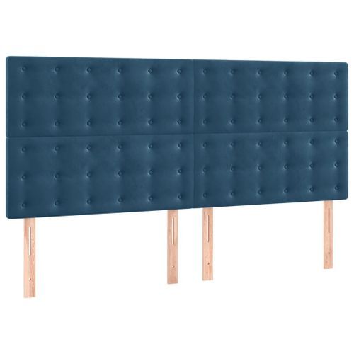 Têtes de lit 4 pcs Bleu foncé 90x5x78/88 cm Velours - Photo n°2; ?>