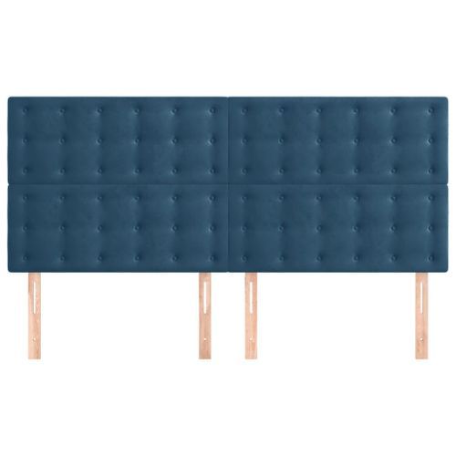 Têtes de lit 4 pcs Bleu foncé 90x5x78/88 cm Velours - Photo n°3; ?>