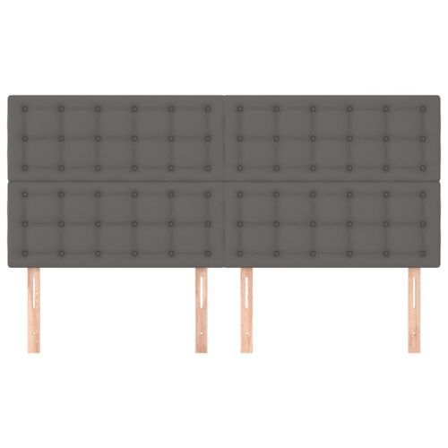 Têtes de lit 4 pcs Gris 100x5x78/88 cm Similicuir - Photo n°3; ?>