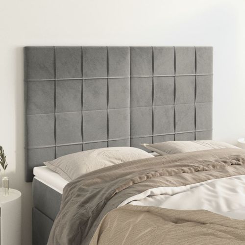 Têtes de lit 4 pcs Gris clair 72x5x78/88 cm Velours - Photo n°2; ?>