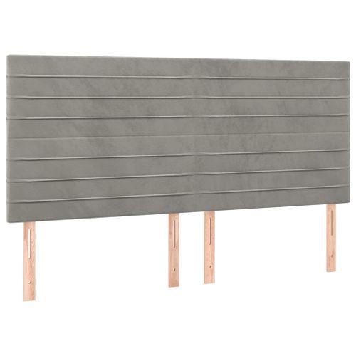 Têtes de lit 4 pcs Gris clair 80x5x78/88 cm Velours - Photo n°2; ?>