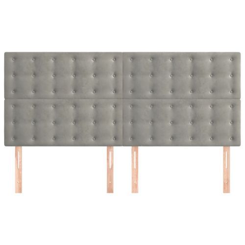 Têtes de lit 4 pcs Gris clair 80x5x78/88 cm Velours - Photo n°3; ?>