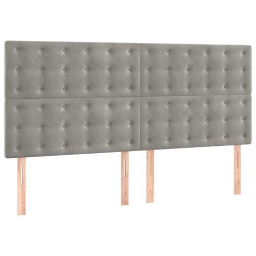 Têtes de lit 4 pcs Gris clair 90x5x78/88 cm Velours - Photo n°2; ?>