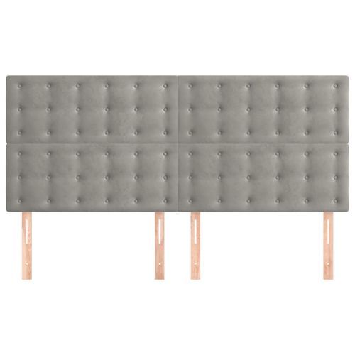 Têtes de lit 4 pcs Gris clair 90x5x78/88 cm Velours - Photo n°3; ?>