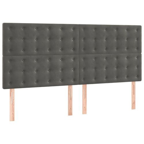 Têtes de lit 4 pcs Gris foncé 100x5x78/88 cm Velours - Photo n°2; ?>