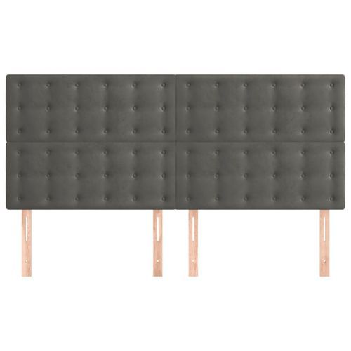 Têtes de lit 4 pcs Gris foncé 100x5x78/88 cm Velours - Photo n°3; ?>