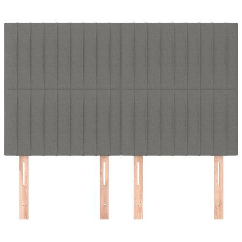 Têtes de lit 4 pcs Gris foncé 72x5x78/88 cm Tissu - Photo n°3; ?>