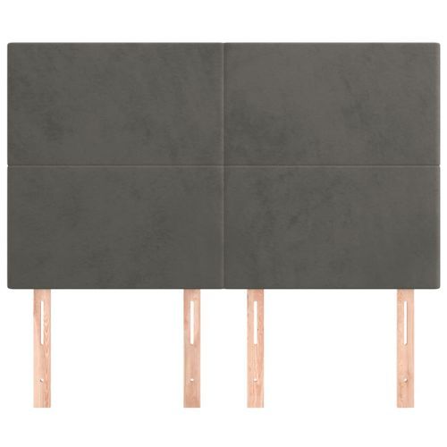 Têtes de lit 4 pcs Gris foncé 72x5x78/88 cm Velours - Photo n°3; ?>