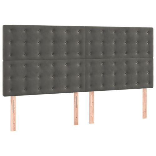 Têtes de lit 4 pcs Gris foncé 80x5x78/88 cm Velours - Photo n°2; ?>