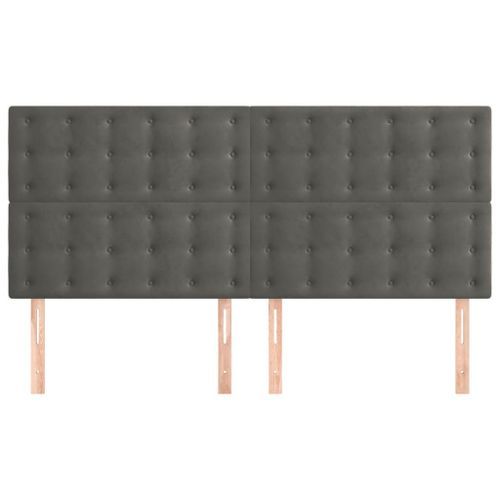 Têtes de lit 4 pcs Gris foncé 80x5x78/88 cm Velours - Photo n°3; ?>