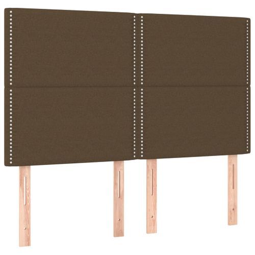 Têtes de lit 4 pcs Marron foncé 72x5x78/88 cm Tissu - Photo n°2; ?>