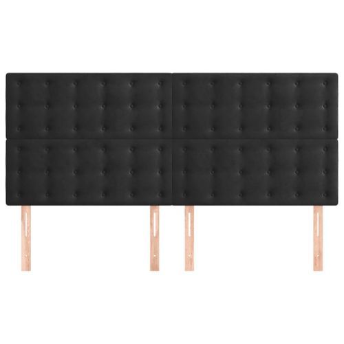 Têtes de lit 4 pcs Noir 80x5x78/88 cm Velours - Photo n°3; ?>