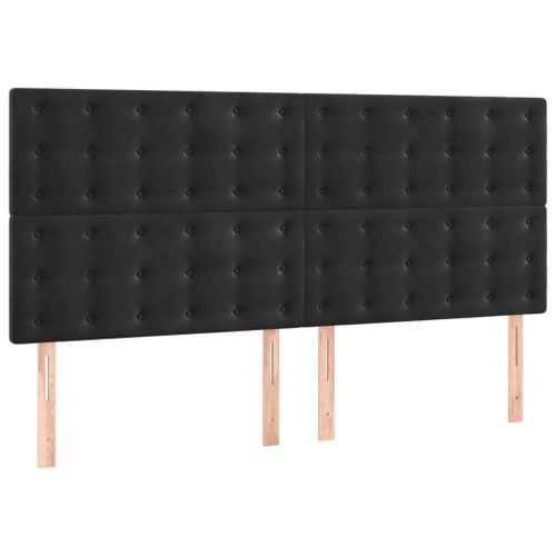 Têtes de lit 4 pcs Noir 90x5x78/88 cm Velours - Photo n°2; ?>