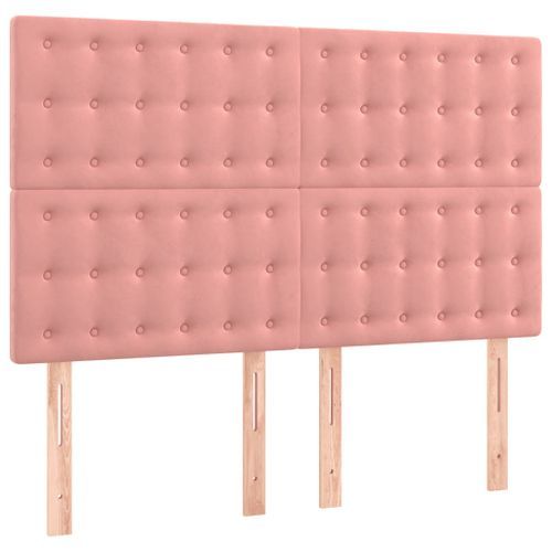 Têtes de lit 4 pcs Rose 72x5x78/88 cm Velours - Photo n°2; ?>