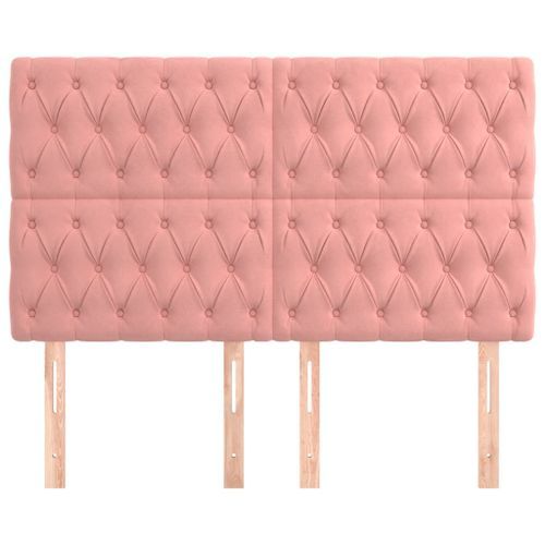 Têtes de lit 4 pcs Rose 72x7x78/88 cm Velours - Photo n°3; ?>