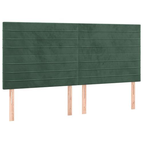 Têtes de lit 4 pcs Vert foncé 100x5x78/88 cm Velours - Photo n°2; ?>