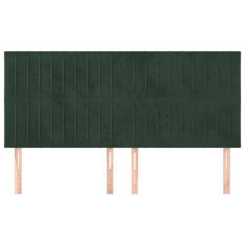 Têtes de lit 4 pcs Vert foncé 100x5x78/88 cm Velours - Photo n°3; ?>