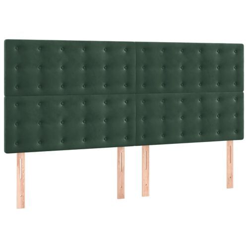 Têtes de lit 4 pcs Vert foncé 100x5x78/88 cm Velours - Photo n°2; ?>