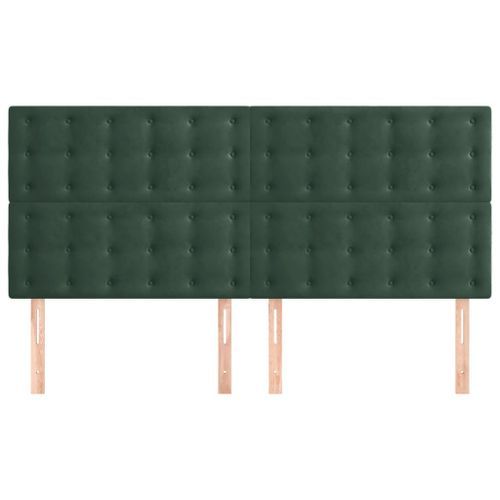 Têtes de lit 4 pcs Vert foncé 100x5x78/88 cm Velours - Photo n°3; ?>